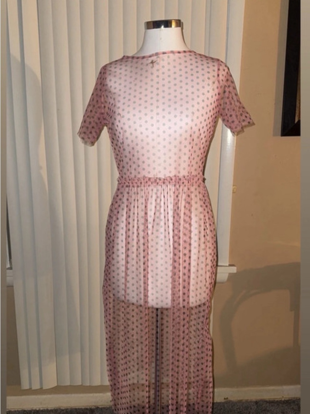 Sheer Pink Polka Dot Maxi Dress